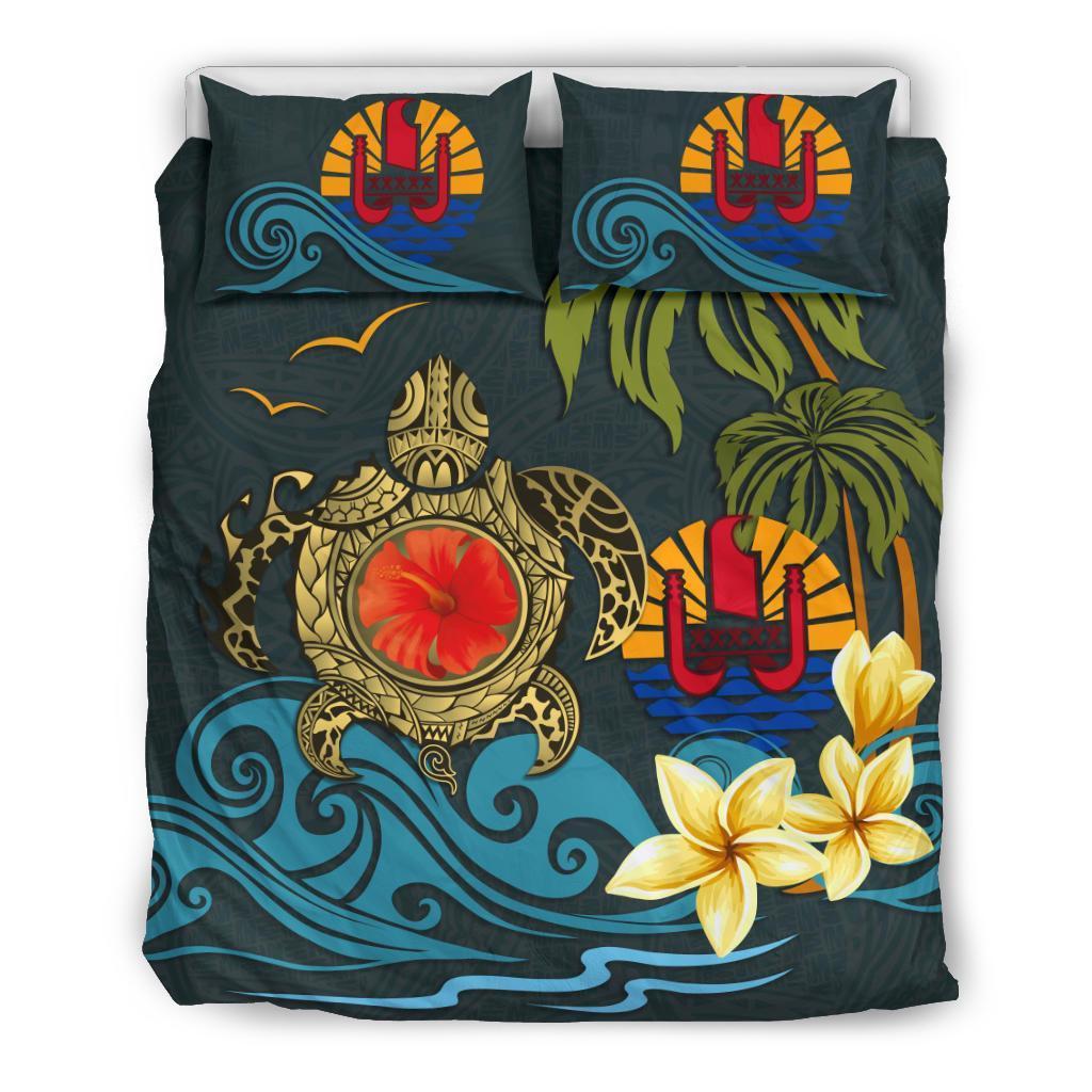 Polynesian Duvet Cover Set - Tahiti Bedding Set Coat Of Arm Turtle Hibiscus - Polynesian Pride