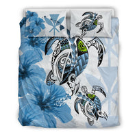 Polynesian Duvet Cover Set - Hawaii Bedding Set Polynesia Turtle Hibiscus Blue - Polynesian Pride