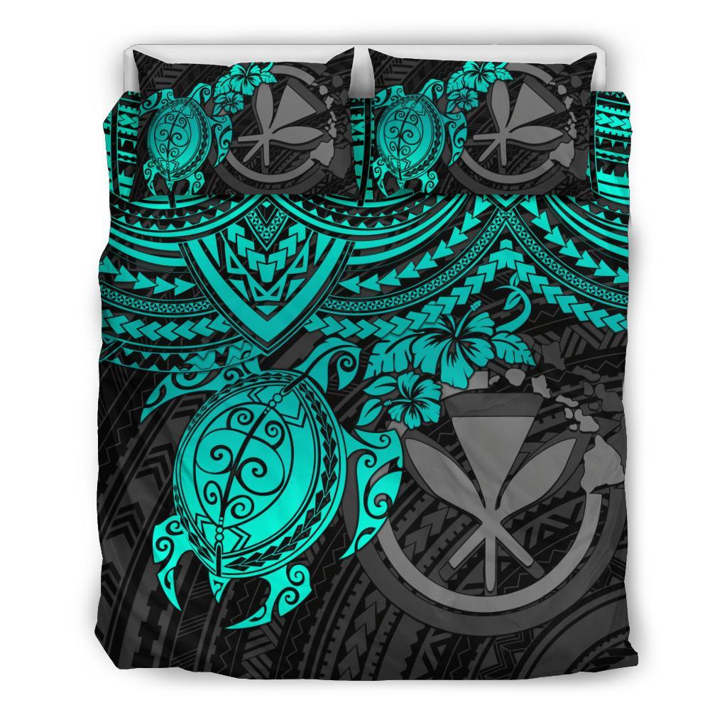 Polynesian Hawaii Duvet Cover Set - Turquoise Polynesian Sea Turtle - Polynesian Pride