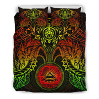 American Samoa Polynesian Duvet Cover Set - Reggae Turtle Manta Ray - Polynesian Pride