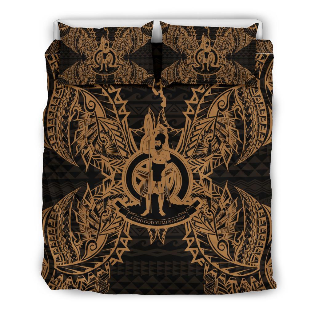 Polynesian Bedding Set - Vanuatu Duvet Cover Set Map Gold - Polynesian Pride