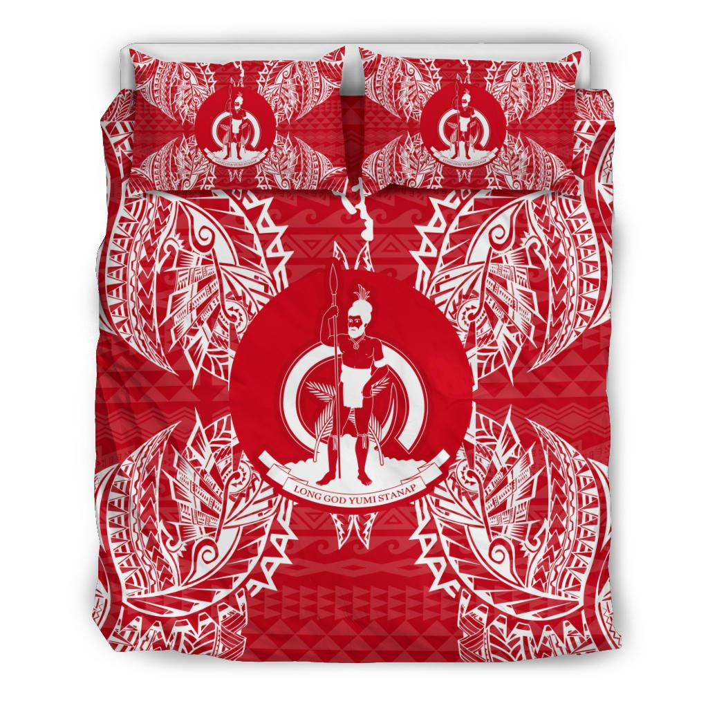 Polynesian Bedding Set - Vanuatu Duvet Cover Set Map Red White - Polynesian Pride