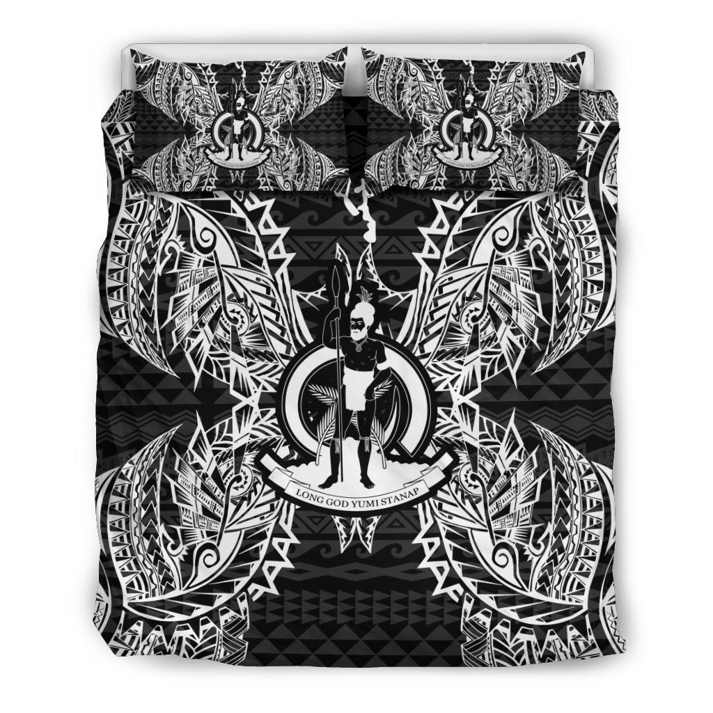 Polynesian Bedding Set - Vanuatu Duvet Cover Set Map Black - Polynesian Pride