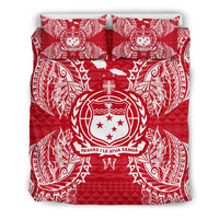 Polynesian Bedding Set - Samoa Duvet Cover Set Map Red White - Polynesian Pride