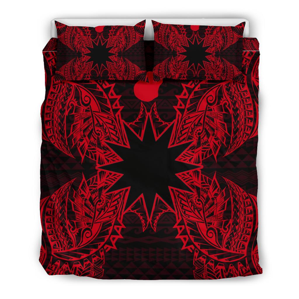 Polynesian Bedding Set - Nauru Duvet Cover Set Map Red - Polynesian Pride