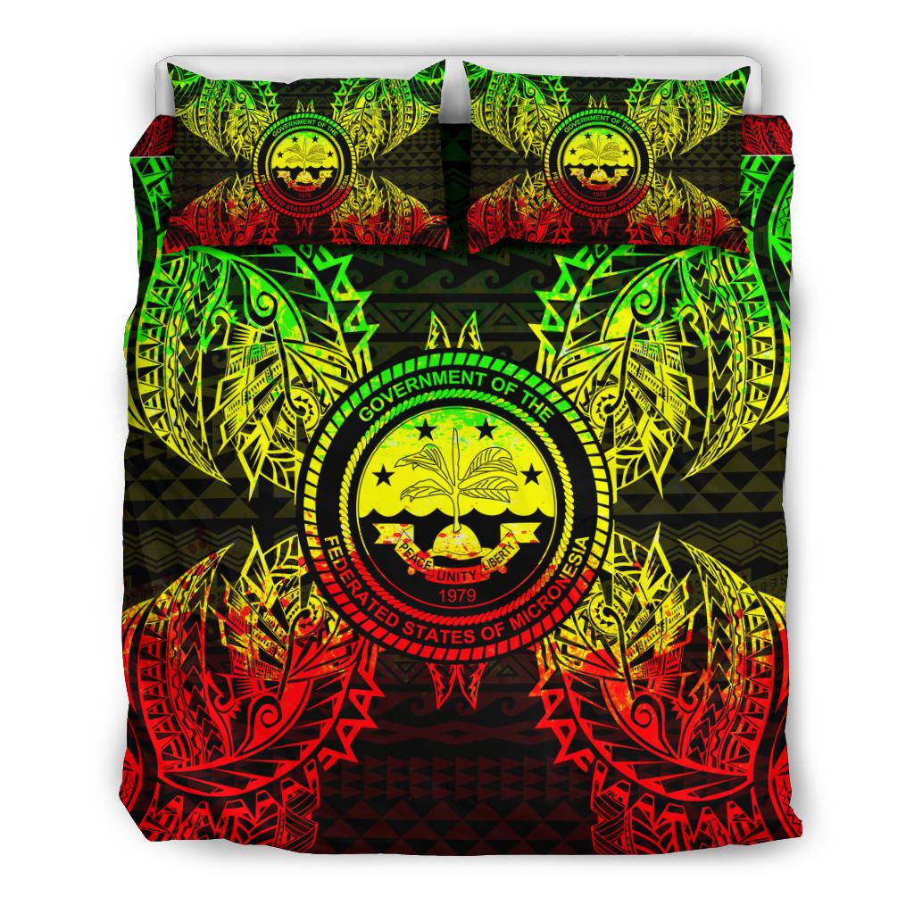 Polynesian Bedding Set - Federated States Of Micronesian Duvet Cover Set Map Reggae - Polynesian Pride