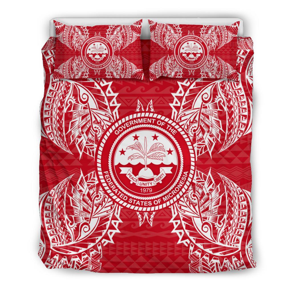 Polynesian Bedding Set - Federated States Of MicronesianDuvet Cover Set Map Red White - Polynesian Pride