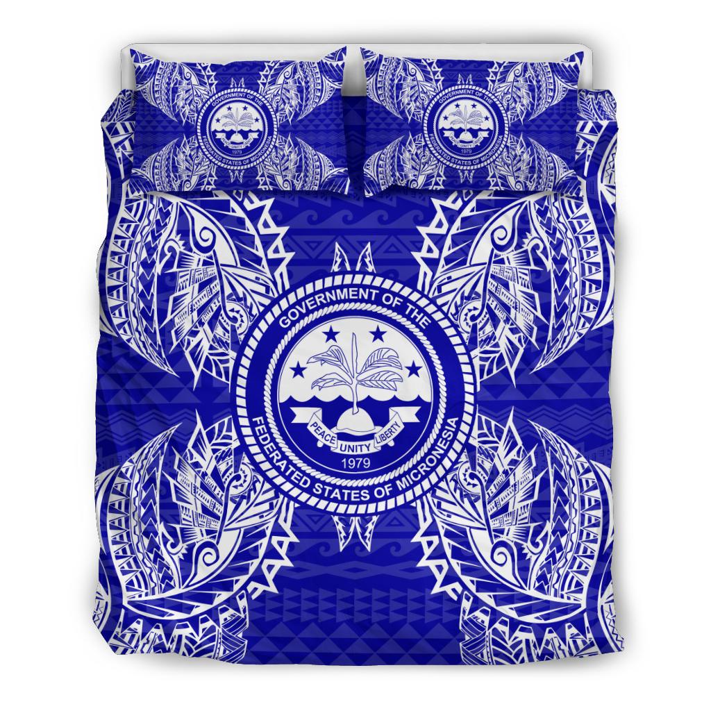Polynesian Bedding Set - Federated States Of Micronesian Duvet Cover Set Map Blue - Polynesian Pride