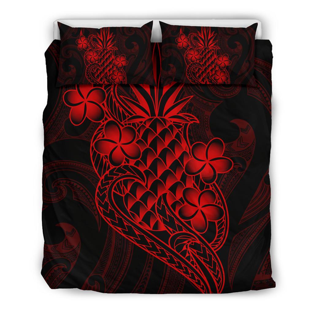 Polynesian Bedding Set - Hawaii Duvet Cover Set Red Pineapple - Polynesian Pride