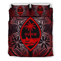 Guam Polynesian Bedding Set - Red Hibiscus Coat Of Arms - Polynesian Pride