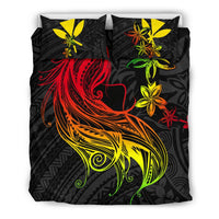Polynesian Bedding Set - Hawaii Duvet Cover Set - Kanaka Maoli Girl Hair Plumeria - Polynesian Pride