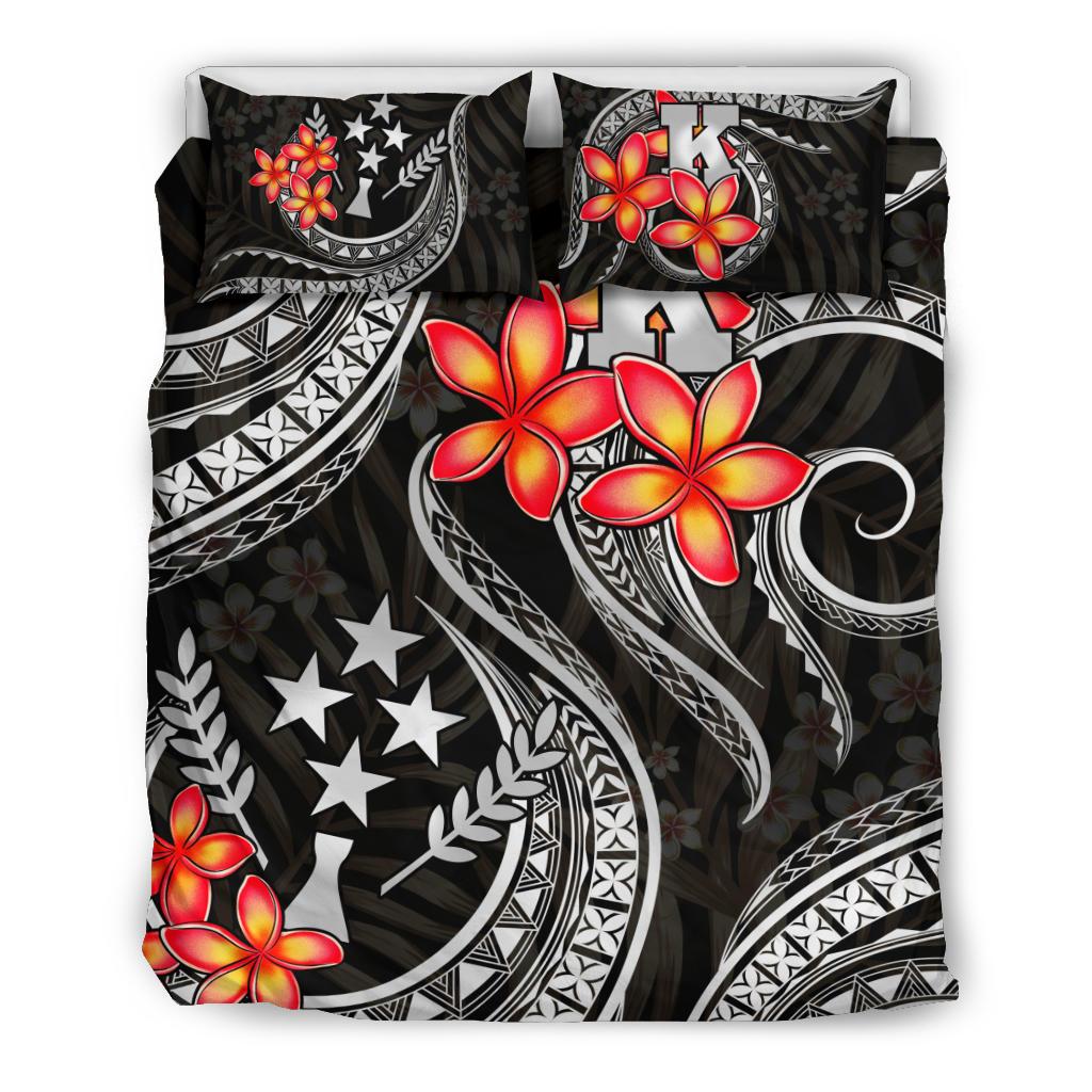 Micronesian Bedding Set - Kosrae Duvet Cover Set - Black Plumeria - Polynesian Pride