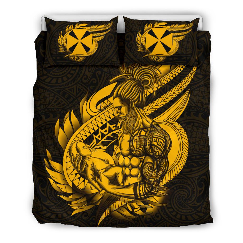 Polynesian Bedding Set - Wallis And Futuna Duvet Cover Set Father And Son Gold - Polynesian Pride