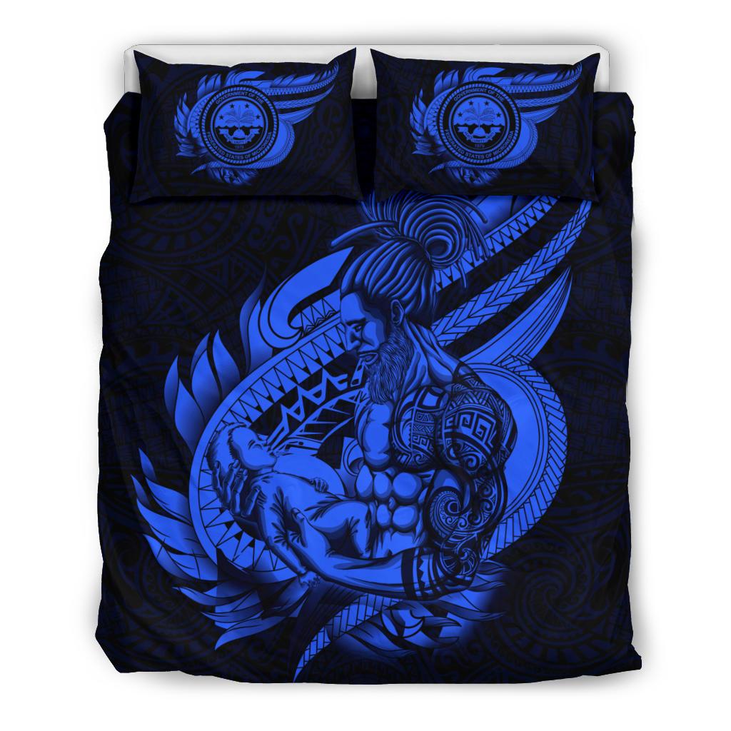 Polynesian Bedding Set - Federated States Of Micronesia Duvet Cover Set Father And Son Blue - Polynesian Pride