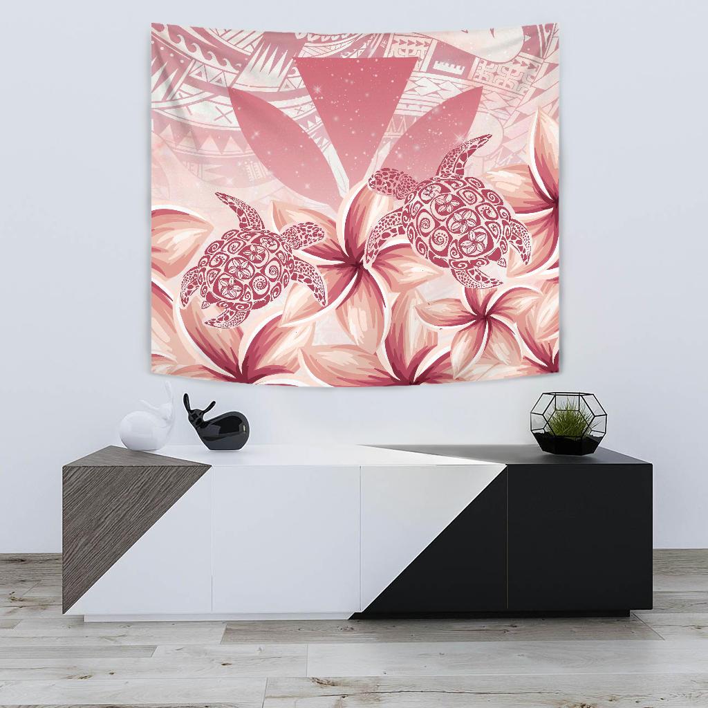 Hawaii Turtle Kanaka Plumeria Polynesian Pink Tapestry Wall Tapestry 75cm*90cm Pink - Polynesian Pride