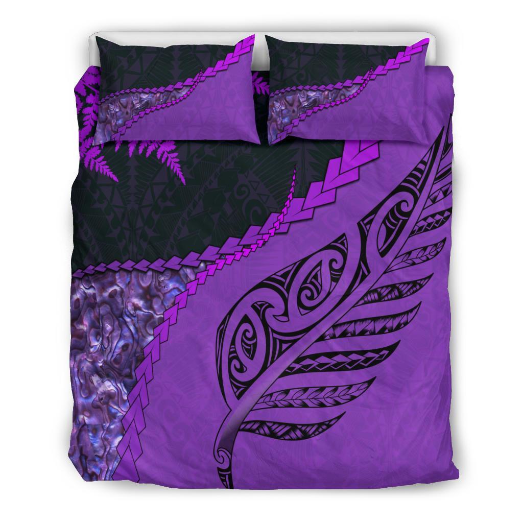 Paua Shell Maori Silver Fern Bedding Set, Purple - Polynesian Pride
