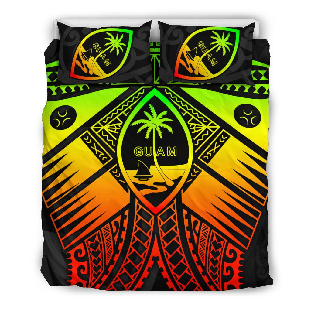 Guam Polynesian Bedding Set - Guam Reggae Seal with Polynesian Tattoo - Polynesian Pride