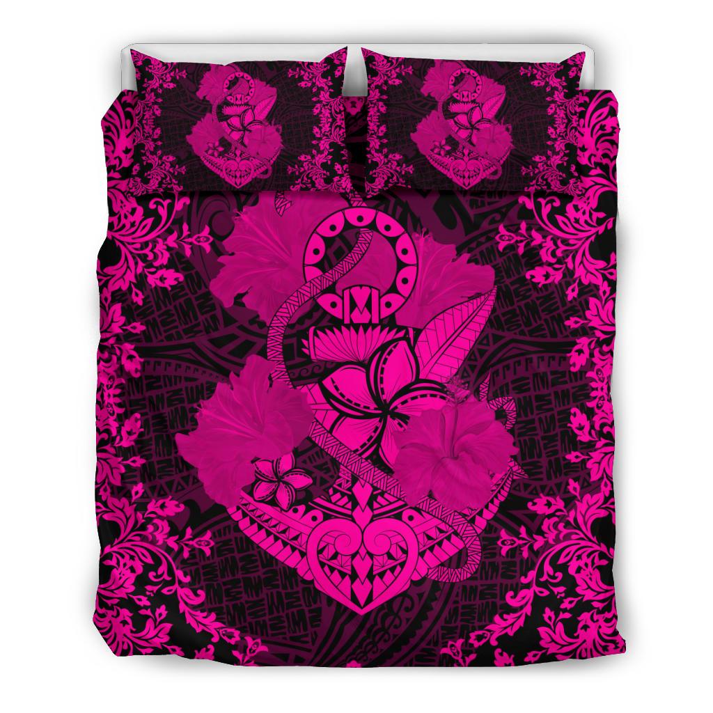 Hawaii Anchor Hibiscus Flower Vintage Bedding Set - AH - Pink Pink - Polynesian Pride