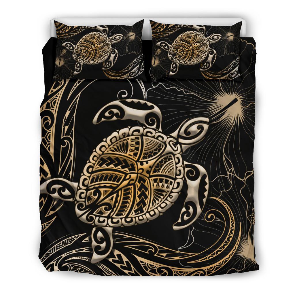 Polynesian Bedding Set Turtle Mix Hibiscus - Gold - Polynesian Pride
