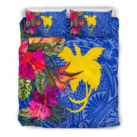 Papua New Guinea Bedding Set - Hibiscus Polynesian Pattern Blue Version - Polynesian Pride