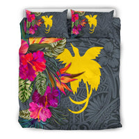 Papua New Guinea Bedding Set - Hibiscus Polynesian Pattern Gray Version - Polynesian Pride