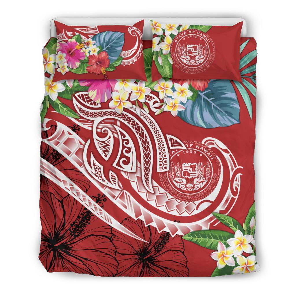 Polynesian Hawaii Bedding Set - Summer Plumeria (Red) - Polynesian Pride