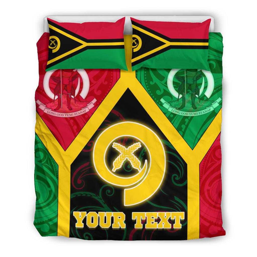 Polynesian Vanuatu Custom Personalised Bedding Set - Vanuatu Flag and Coat Of Arms - Polynesian Pride