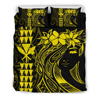 Hawaii Map Kanaka Polynesian Hula Girl Bedding Set - Yellow Yellow - Polynesian Pride