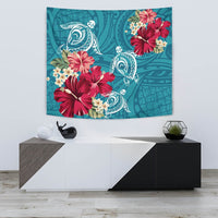 Hawaii Turtle Hibiscus Plumeria Blue Polynesian - Tapestry AH Wall Tapestry 75cm*90cm Blue - Polynesian Pride