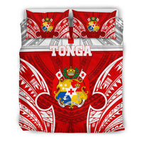 Polynesian Bedding Set - Tonga Duvet Cover Set - Pattern With Seal Red Version - Polynesian Pride