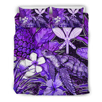 Polynesian Hawaii Bedding Set - Turtle, Hibiscus and Pineapple Purple - Polynesian Pride