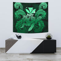 Hawaii Turtle Wave Polynesian Tapestry - Hey Style Green Wall Tapestry Small 60" x 51" Green - Polynesian Pride