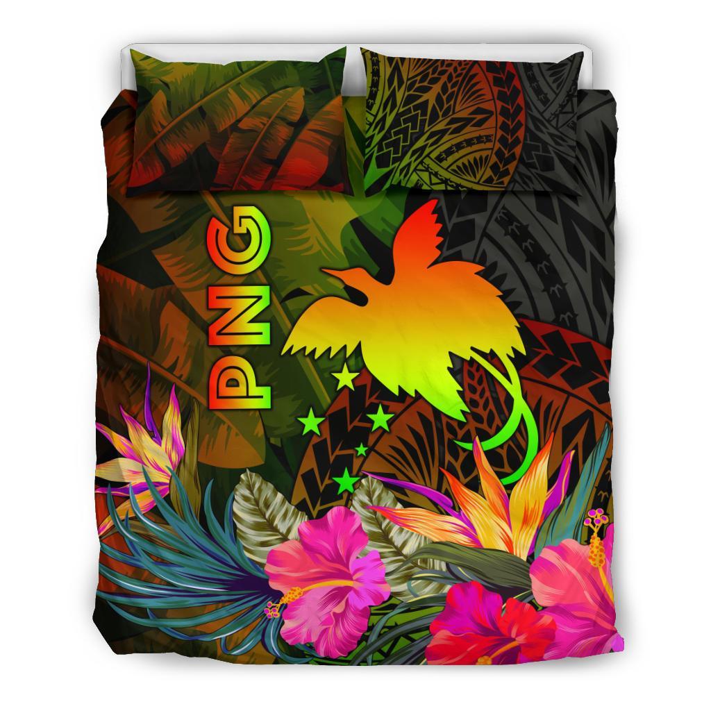 Papua New Guinea Polynesian Bedding Set - Hibiscus and Banana Leaves - Polynesian Pride
