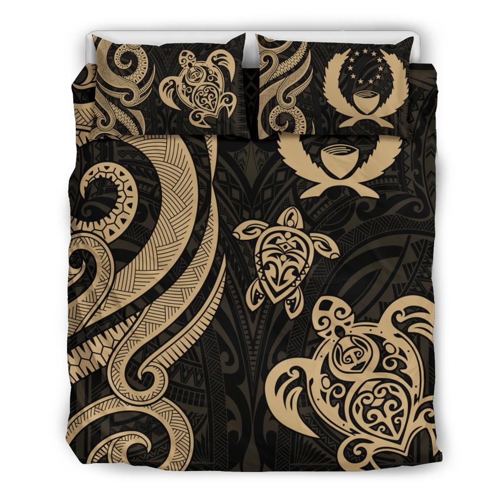 Pohnpei Micronesian Bedding Set - Gold Tentacle Turtle - Polynesian Pride