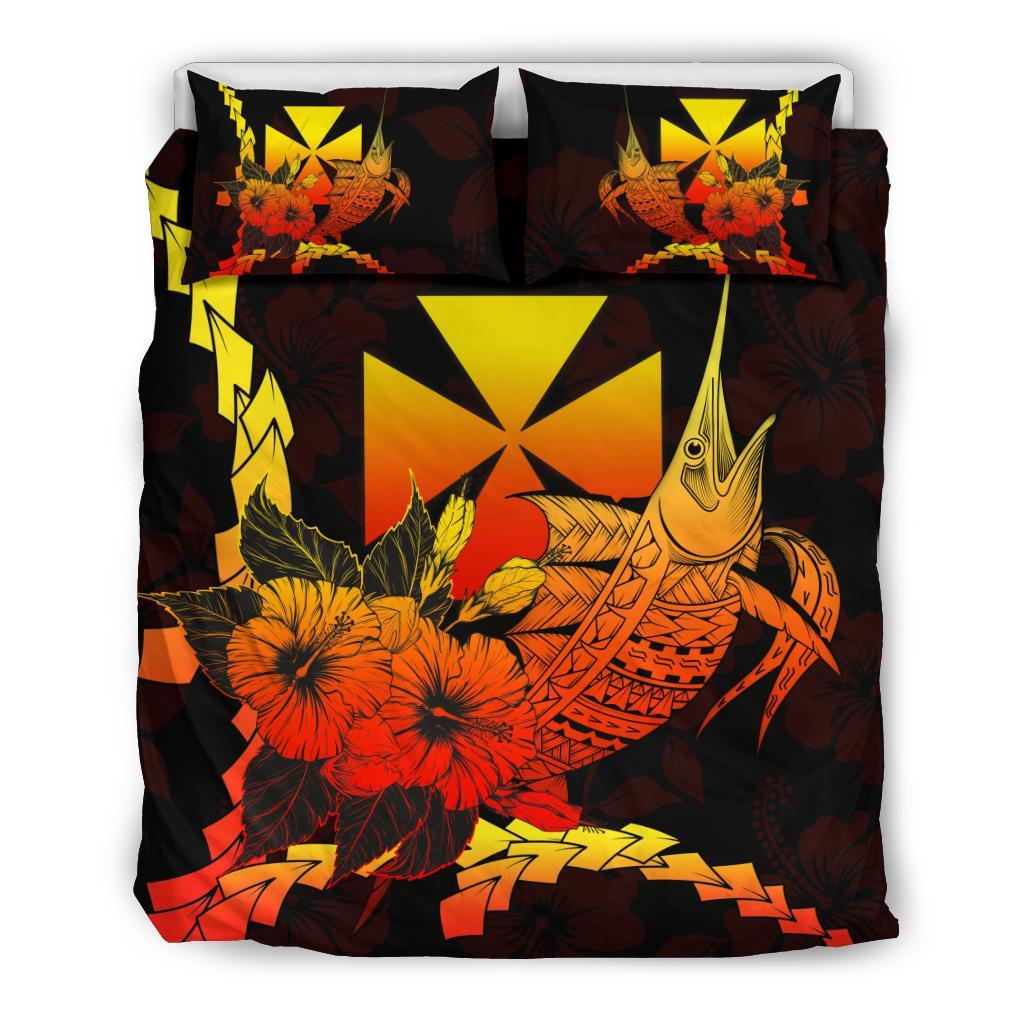 Wallis And Futuna Polynesian Bedding Set - Swordfish With Hibiscus - Polynesian Pride