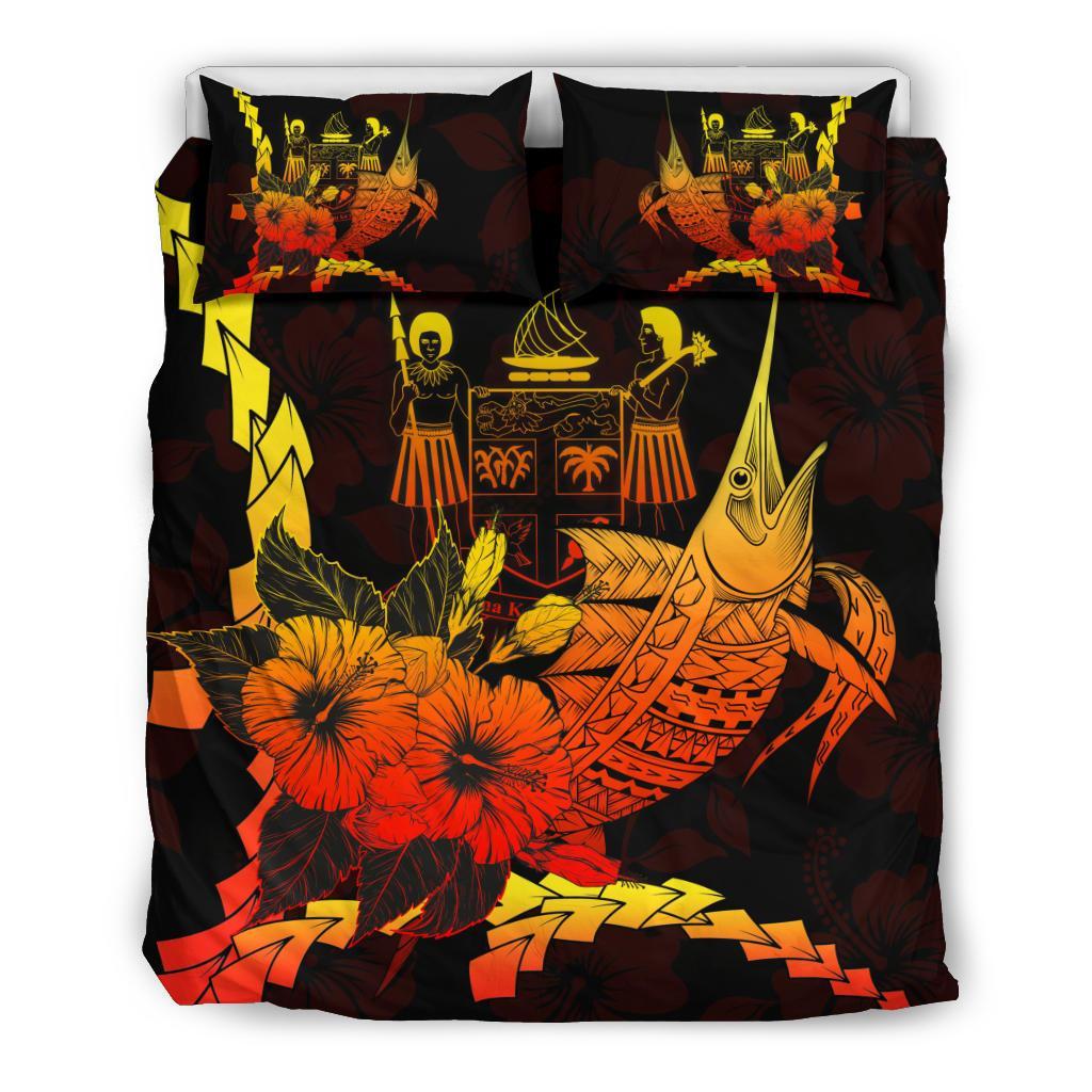 Fiji Polynesian Bedding Set - Swordfish With Hibiscus - Polynesian Pride