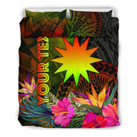 Nauru Polynesian Personalised Bedding Set - Hibiscus and Banana Leaves - Polynesian Pride