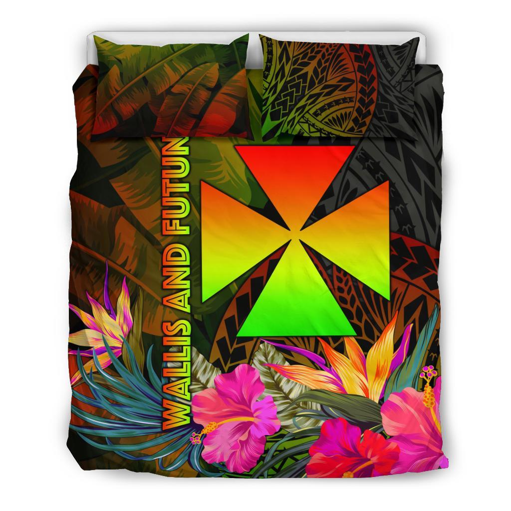 Wallis and Futuna Polynesian Bedding Set - Hibiscus and Banana Leaves - Polynesian Pride