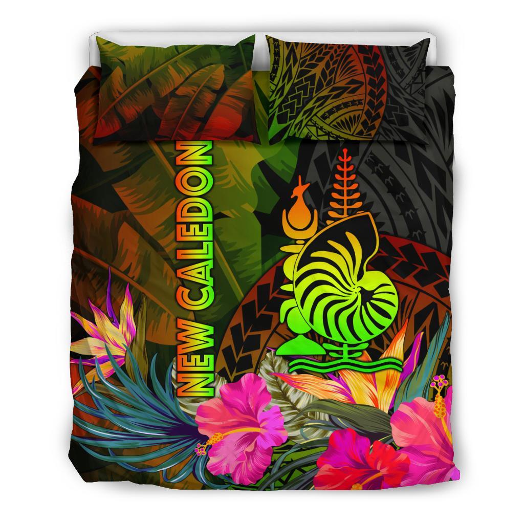 New Caledonia Polynesian Bedding Set - Hibiscus and Banana Leaves - Polynesian Pride