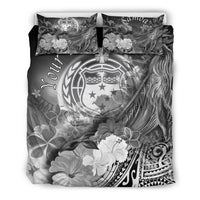 Custom Personalised Samoa Bedding Set- Humpback Whale with Tropical Flowers (White) - Polynesian Pride