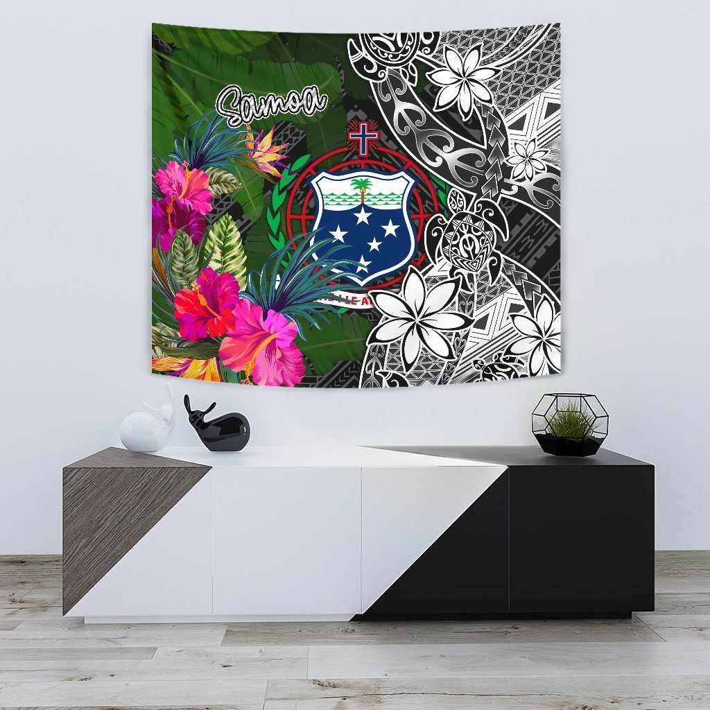 Samoa Tapestry - Turtle Plumeria Banana Leaf - Polynesian Pride
