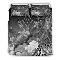 Kosrae Bedding Set - Humpback Whale with Tropical Flowers (White) - Polynesian Pride