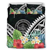 Palau Bedding Set - Palau Coat of Arms & Polynesian Tropical Flowers White - Polynesian Pride