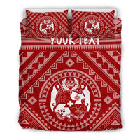Tonga Personalised Bedding Set - Tonga Seal With Polynesian Tattoo Style (Red) - Polynesian Pride