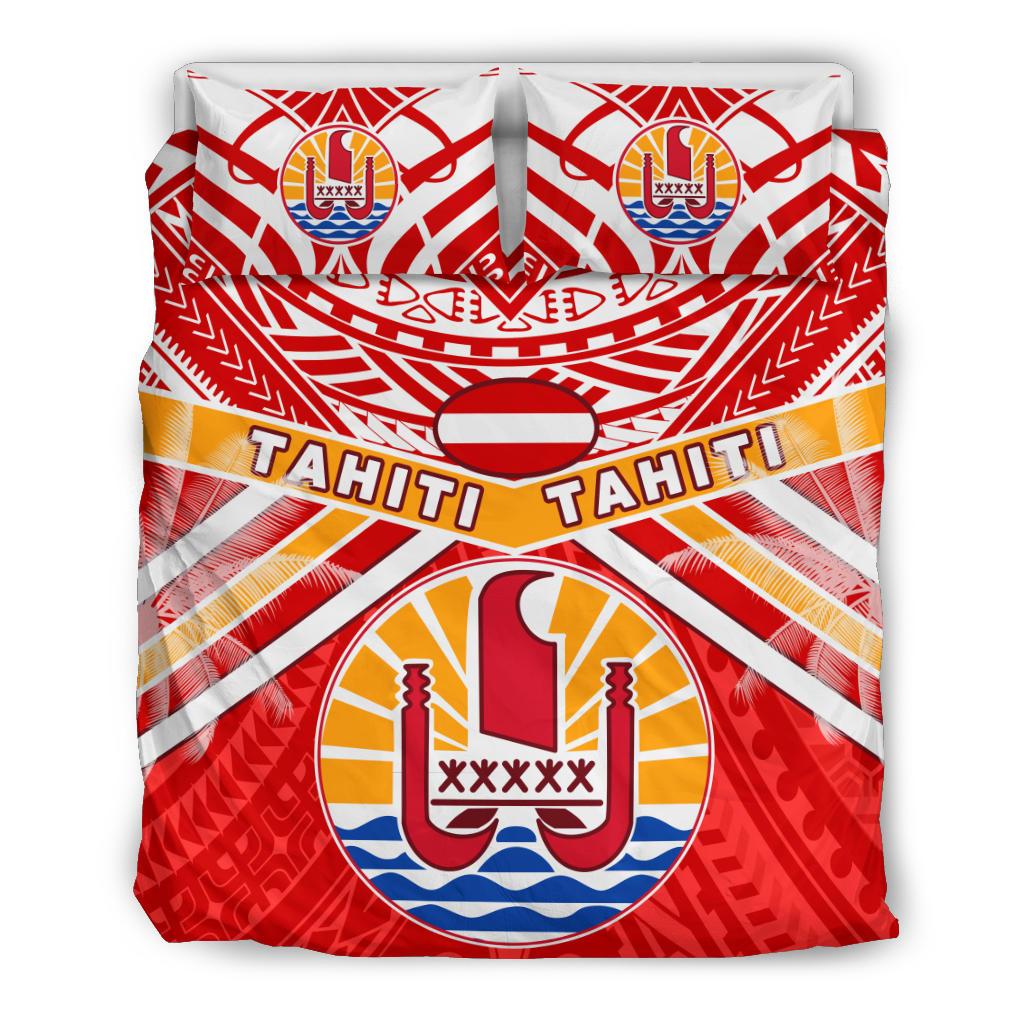 Tahiti Rugby Bedding Set Polynesian Coat Of Arms and Flag - Polynesian Pride