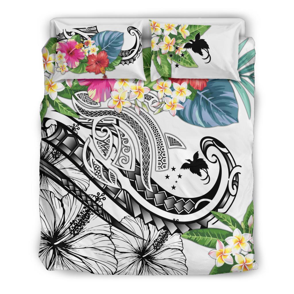Papua New Guinea Polynesian Bedding Set - Summer Plumeria (White) - Polynesian Pride