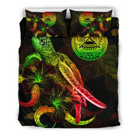 American Samoa Polynesian Bedding Set - Turtle With Blooming Hibiscus Reggae - Polynesian Pride