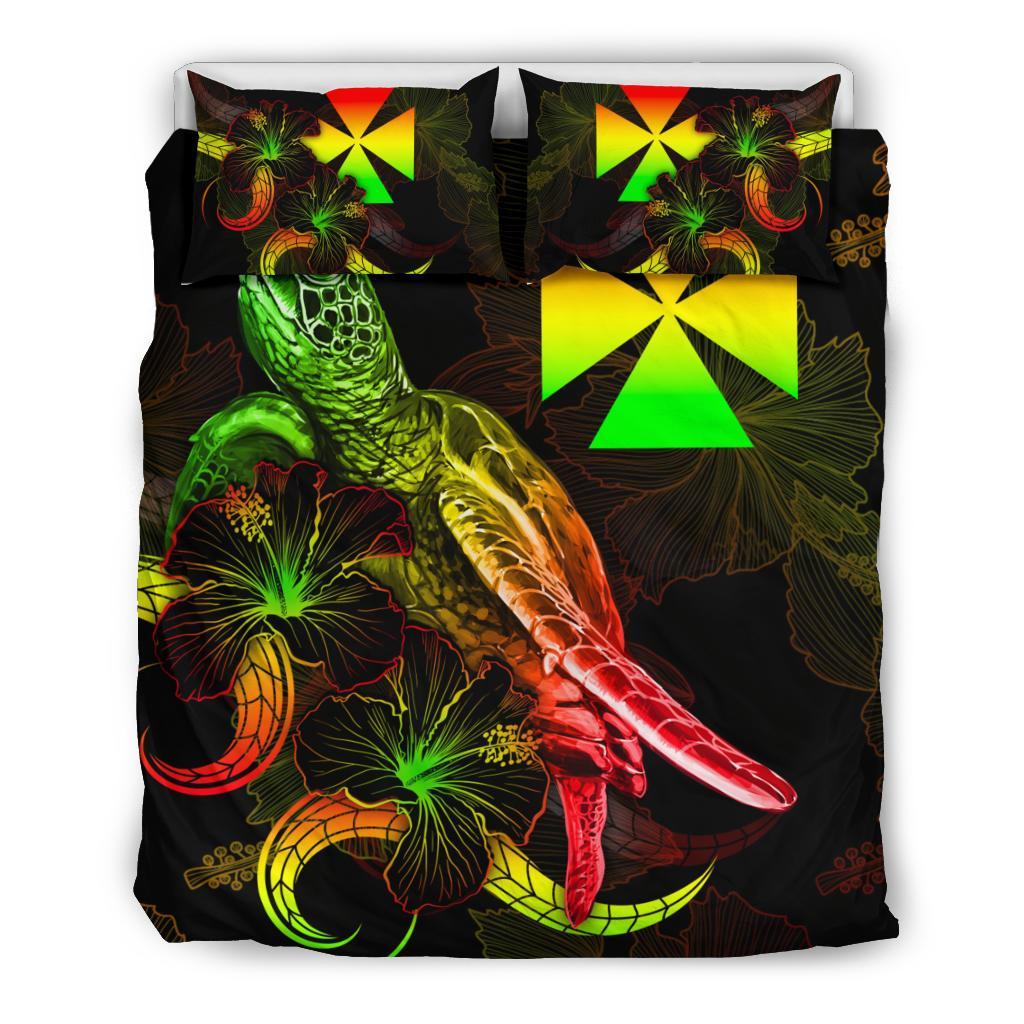 Wallis and Futuna Polynesian Bedding Set - Turtle With Blooming Hibiscus Reggae - Polynesian Pride