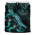 Palau Polynesian Bedding Set - Turtle With Blooming Hibiscus Turquoise - Polynesian Pride