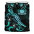 Samoa Polynesian Bedding Set - Turtle With Blooming Hibiscus Turquoise - Polynesian Pride